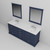 Lexora LD342280DEWQM30F Dukes 80" Navy Blue Double Vanity Cabinet, White Quartz Top, White Square Sinks and 30" Mirrors w/ Faucets