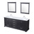 Lexora  LD342280DGWQM30 Dukes 80" Espresso Double Vanity, White Quartz Top, White Square Sinks and 30" Mirrors