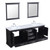 Lexora  LD342280DGWQM30 Dukes 80" Espresso Double Vanity, White Quartz Top, White Square Sinks and 30" Mirrors