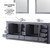 Lexora LD342284DBWQM34 Dukes 84" Dark Grey Double Vanity Cabinet, White Quartz Top, White Square Sinks and 34" Mirrors