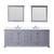 Lexora Dukes 84" Dark Grey Double Vanity Cabinet, White Quartz Top, White Square Sinks and 34" Mirrors w/ Faucets