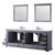 Lexora Dukes 84" Dark Grey Double Vanity Cabinet, White Quartz Top, White Square Sinks and 34" Mirrors w/ Faucets