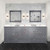 Lexora Dukes 84" Dark Grey Double Vanity Cabinet, White Quartz Top, White Square Sinks and 34" Mirrors w/ Faucets
