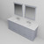 Lexora LD342284DBWQM34F Dukes 84" Dark Grey Double Vanity Cabinet, White Quartz Top, White Square Sinks and 34" Mirrors w/ Faucets