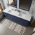 Lexora LD342284DEWQ000 Dukes 84" Navy Blue Double Vanity Cabinet, White Quartz Top, White Square Sinks and no Mirror