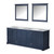 Lexora LD342284DEWQM34 Dukes 84" Navy Blue Double Vanity Cabinet, White Quartz Top, White Square Sinks and 34" Mirrors