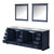 Lexora LD342284DEWQM34 Dukes 84" Navy Blue Double Vanity Cabinet, White Quartz Top, White Square Sinks and 34" Mirrors