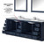 Lexora LD342284DEWQM34 Dukes 84" Navy Blue Double Vanity Cabinet, White Quartz Top, White Square Sinks and 34" Mirrors