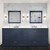 Lexora LD342284DEWQM34 Dukes 84" Navy Blue Double Vanity Cabinet, White Quartz Top, White Square Sinks and 34" Mirrors