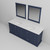 Lexora LD342284DEWQM34 Dukes 84" Navy Blue Double Vanity Cabinet, White Quartz Top, White Square Sinks and 34" Mirrors