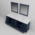 Lexora LD342284DEWQM34 Dukes 84" Navy Blue Double Vanity Cabinet, White Quartz Top, White Square Sinks and 34" Mirrors