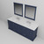 Lexora LD342284DEWQM34F Dukes 84" Navy Blue Double Vanity Cabinet, White Quartz Top, White Square Sinks and 34" Mirrors w/ Faucets