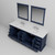 Lexora LD342284DEWQM34F Dukes 84" Navy Blue Double Vanity Cabinet, White Quartz Top, White Square Sinks and 34" Mirrors w/ Faucets