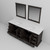 Lexora LD342284DGWQM34 Dukes 84" Espresso Double Vanity Cabinet, White Quartz Top, White Square Sinks and 34" Mirrors