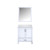 Lexora LJ342230SAWQM28 Jacques 30" White Single Vanity Cabinet, White Quartz Top, White Square Sink and 28" Mirror