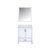 Lexora Jacques 30" White Single Vanity Cabinet, White Quartz Top, White Square Sink and 28" Mirror