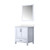 Lexora Jacques 30" White Single Vanity Cabinet, White Quartz Top, White Square Sink and 28" Mirror