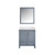 Lexora Jacques 30" Dark Grey Single Vanity Cabinet, White Quartz Top, White Square Sink and 28" Mirror