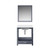 Lexora Jacques 30" Dark Grey Single Vanity Cabinet, White Quartz Top, White Square Sink and 28" Mirror