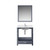 Lexora LJ342230SBWQM28F Jacques 30" Dark Grey Single Vanity Cabinet, White Quartz Top, White Square Sink and 28" Mirror w/ Faucet