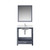 Lexora Jacques 30" Dark Grey Single Vanity Cabinet, White Quartz Top, White Square Sink and 28" Mirror w/ Faucet