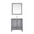 Lexora  LJ342230SDWQM28 Jacques 30" Distressed Grey Single Vanity, White Quartz Top, White Square Sink and 28" Mirror