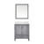 Lexora Jacques 30" Distressed Grey Single Vanity Cabinet, White Quartz Top, White Square Sink and 28" Mirror