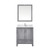 Lexora LJ342230SDWQM28F Jacques 30" Distressed Grey Single Vanity Cabinet, White Quartz Top, White Square Sink and 28" Mirror w/ Faucet
