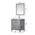 Lexora LJ342230SDWQM28F Jacques 30" Distressed Grey Single Vanity Cabinet, White Quartz Top, White Square Sink and 28" Mirror w/ Faucet