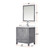 Lexora Jacques 30" Distressed Grey Single Vanity Cabinet, White Quartz Top, White Square Sink and 28" Mirror w/ Faucet