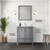 Lexora LJ342230SDWQM28F Jacques 30" Distressed Grey Single Vanity Cabinet, White Quartz Top, White Square Sink and 28" Mirror w/ Faucet