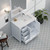 Lexora LJ342236SAWQ000R Jacques 36" White Single Vanity Cabinet, Quartz Top, White Square Sink and no Mirror - Right Version