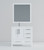 Lexora Jacques 36" White Single Vanity Cabinet, White Quartz Top, White Square Sink and 34" Mirror w/ Faucet - Left Version