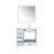 Lexora  LJ342236SAWQM34FR Jacques 36" White Single Vanity, White Quartz Top, White Square Sink and 34" Mirror w/ Faucet - Right Version