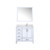 Lexora LJ342236SAWQM34FR Jacques 36" White Single Vanity Cabinet, White Quartz Top, White Square Sink and 34" Mirror w/ Faucet - Right Version