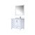 Lexora Jacques 36" White Single Vanity Cabinet, White Quartz Top, White Square Sink and 34" Mirror w/ Faucet - Right Version
