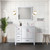 Lexora LJ342236SAWQM34FR Jacques 36" White Single Vanity Cabinet, White Quartz Top, White Square Sink and 34" Mirror w/ Faucet - Right Version