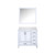Lexora LJ342236SAWQM34L Jacques 36" White Single Vanity Cabinet, White Quartz Top, White Square Sink and 34" Mirror - Left Version