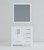 Lexora Jacques 36" White Single Vanity Cabinet, White Quartz Top, White Square Sink and 34" Mirror - Left Version