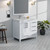 Lexora LJ342236SAWQM34L Jacques 36" White Single Vanity Cabinet, White Quartz Top, White Square Sink and 34" Mirror - Left Version