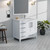 Lexora LJ342236SAWQM34R Jacques 36" White Single Vanity Cabinet, White Quartz Top, White Square Sink and 34" Mirror - Right Version