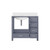 Lexora LJ342236SBWQ000L Jacques 36" Dark Grey Single Vanity Cabinet, White Quartz Top, White Square Sink and no Mirror - Left Version