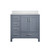 Lexora LJ342236SBWQ000R Jacques 36" Dark Grey Single Vanity Cabinet, White Quartz Top, White Square Sink and no Mirror - Right Version