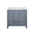 Lexora Jacques 36" Dark Grey Single Vanity Cabinet, White Quartz Top, White Square Sink and no Mirror - Right Version