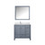 Lexora LJ342236SBWQM34FL Jacques 36" Dark Grey Single Vanity Cabinet, White Quartz Top, White Square Sink and 34" Mirror w/ Faucet - Left Version