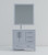 Lexora LJ342236SBWQM34FL Jacques 36" Dark Grey Single Vanity Cabinet, White Quartz Top, White Square Sink and 34" Mirror w/ Faucet - Left Version