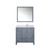 Lexora LJ342236SBWQM34FR Jacques 36" Dark Grey Single Vanity Cabinet, White Quartz Top, White Square Sink and 34" Mirror w/ Faucet - Right Version