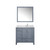 Lexora Jacques 36" Dark Grey Single Vanity Cabinet, White Quartz Top, White Square Sink and 34" Mirror w/ Faucet - Right Version