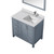 Lexora LJ342236SBWQM34FR Jacques 36" Dark Grey Single Vanity Cabinet, White Quartz Top, White Square Sink and 34" Mirror w/ Faucet - Right Version