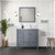Lexora Jacques 36" Dark Grey Single Vanity Cabinet, White Quartz Top, White Square Sink and 34" Mirror w/ Faucet - Right Version